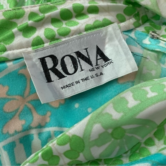 VTG Rona New York by Saks Fifth Avenue Green Retro Paisley Flower Maxi Dress - Picture 9 of 10